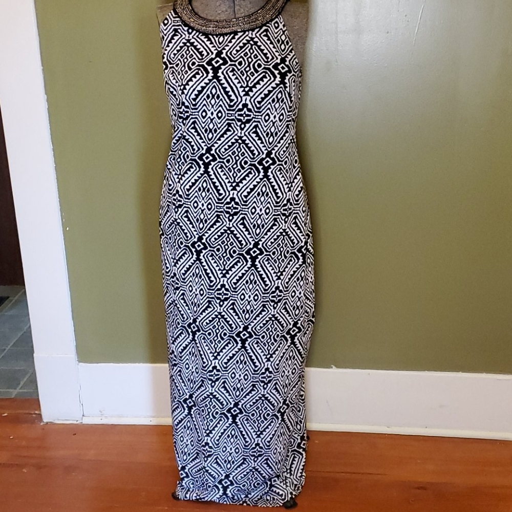 AB Studio black and white maxi dress